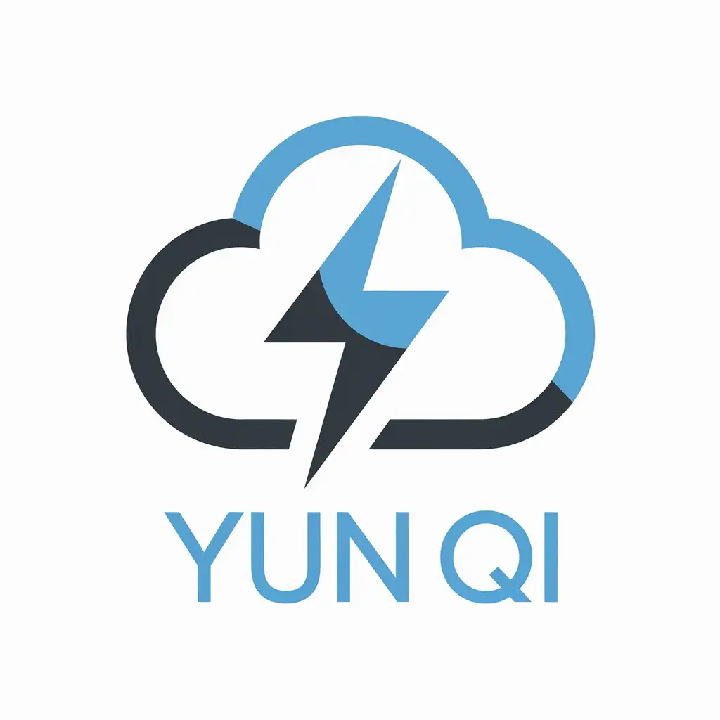 a vector logo design,with the text "Yun Qi", main symbol:Baiyun AI,Moderate,be used in Internet industry,clear background