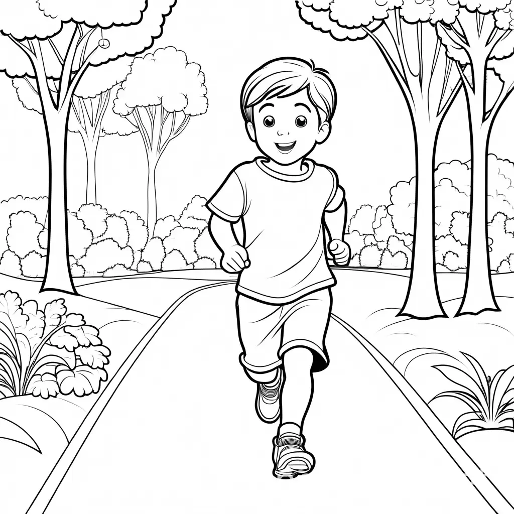 Joyful-3YearOld-Boy-Running-in-Park-Coloring-Page