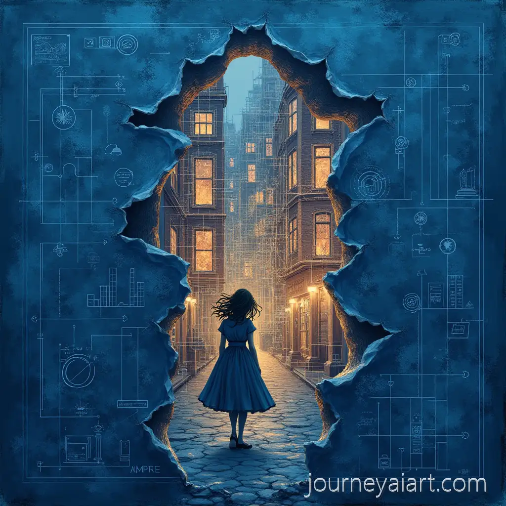 Digital-Transformation-Unveiled-Vintage-Blueprint-with-Vibrant-Tech-World-InsideVintage-building-digital-world