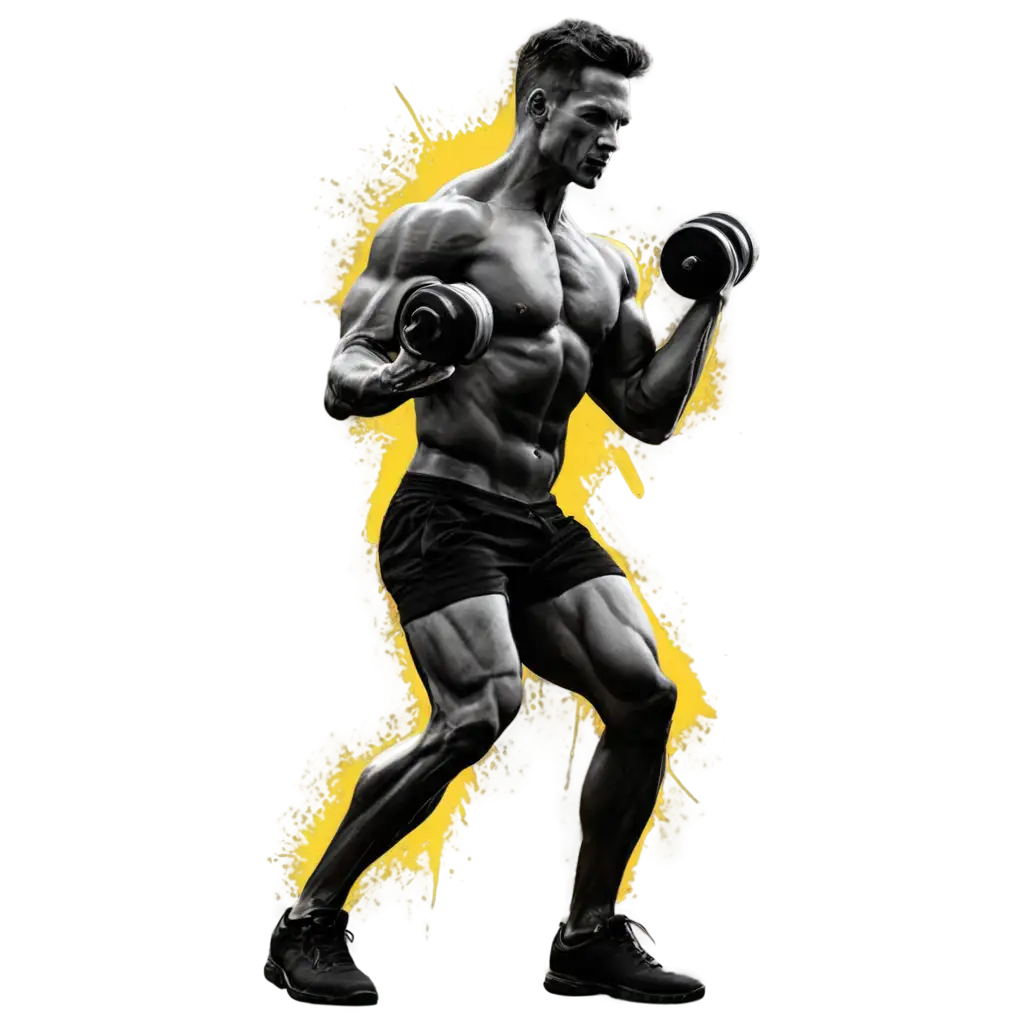 Muscular-Bodybuilder-Silhouette-PNG-with-Vibrant-Red-and-Yellow-Paint-Splashes-Fitness-Motivation-Poster-Art