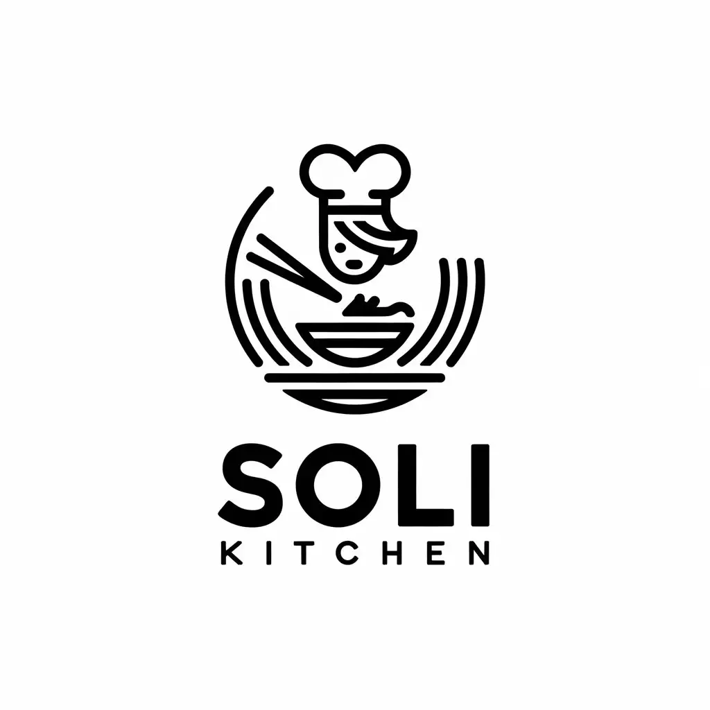 LOGO Design for Soli Kitchen StirFry Chef Female Symbol for Restaurant Industry