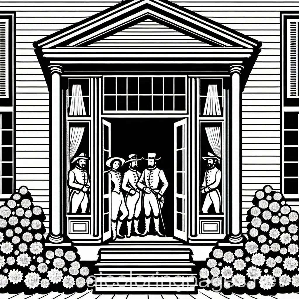 Human-Hunters-Entering-1800s-Style-House-Coloring-Page