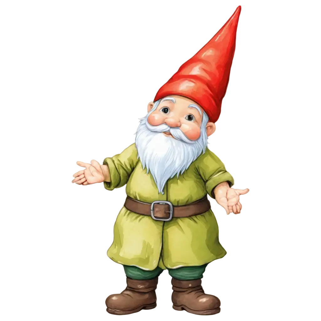 sketch colored illustration of a gnome in the forest