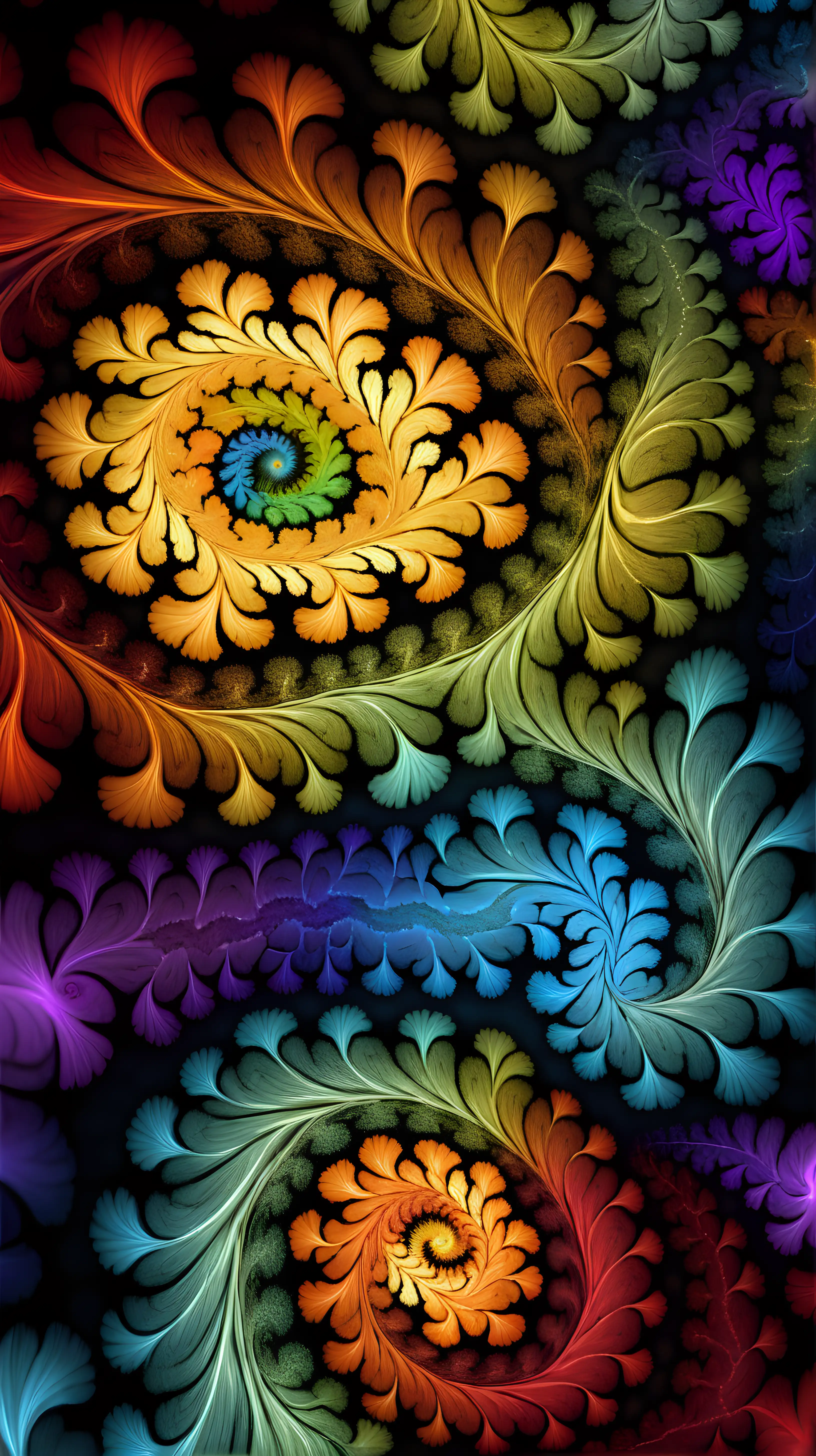 Colorful Fractal Art Patterns with Geometric Shapes