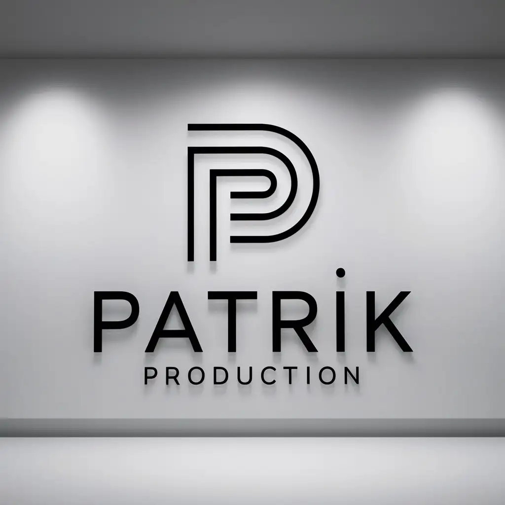 a logo design,with the text "Patrik production", main symbol:line,complex,clear background