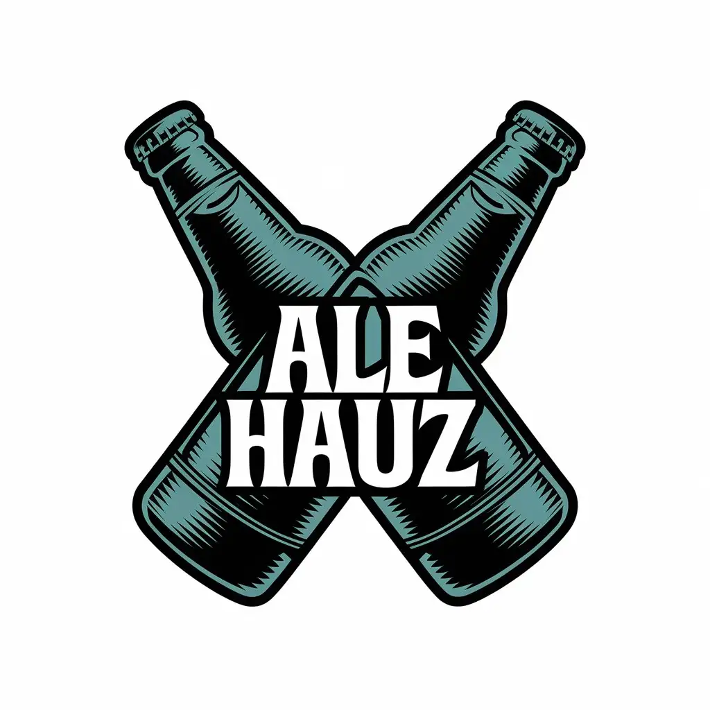 LOGO-Design-for-Ale-Hauz-Crossed-Beer-Bottles-with-a-Modern-and-Clean-Look