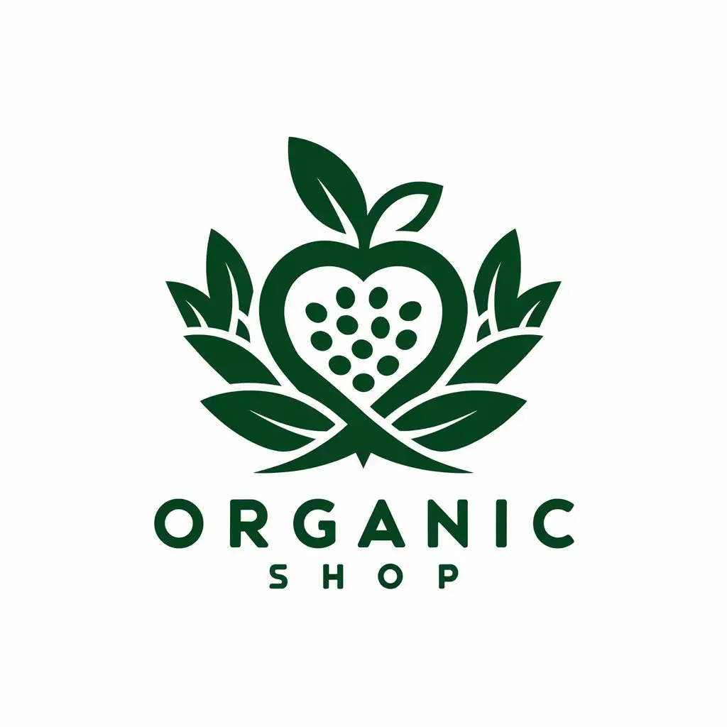 LOGO-Design-For-Organic-Shop-Green-Apple-with-Elegant-Leaf-Motif