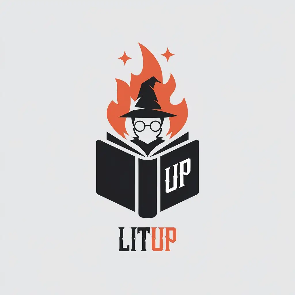 LOGO Design for LitUp Vector Book Symbol in Medieval Harry Potter Theme for Education