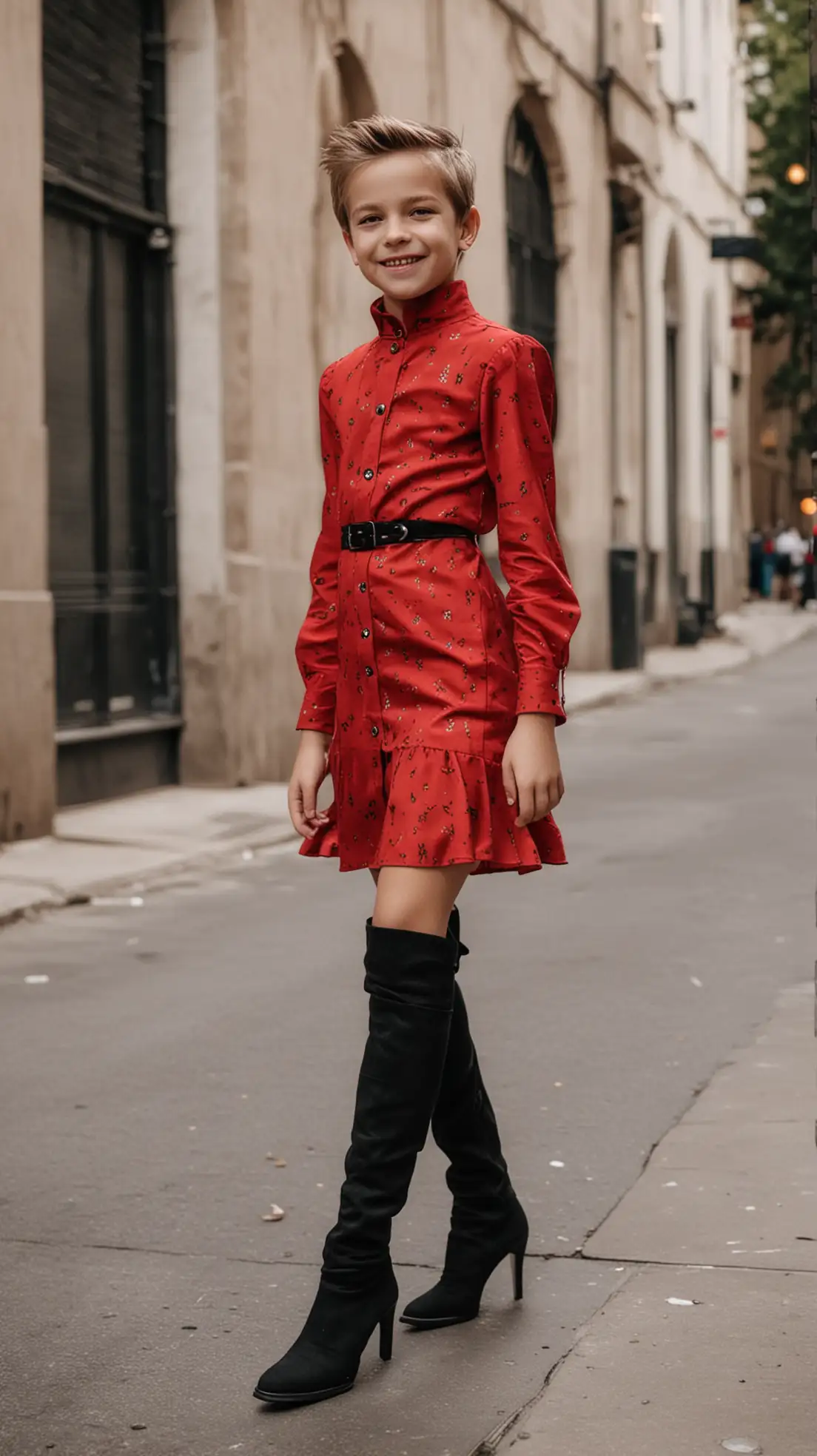 Young-Boys-in-Red-Dresses-and-High-Heel-Boots-Walking-Through-the-City