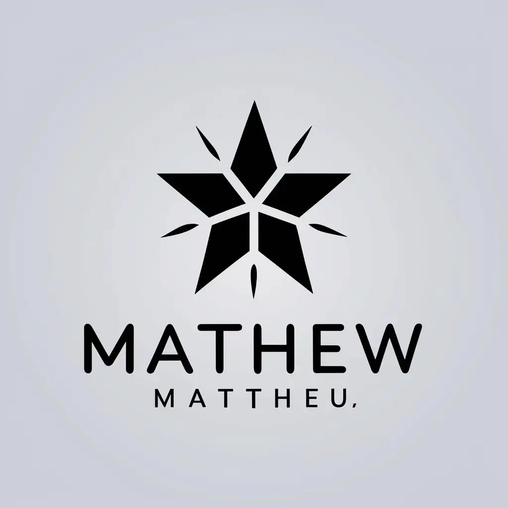 a vector logo design,with the text "Mathew, Matthieu, Matthew or Matthews (depending on spelling and context)", main symbol:peaceful star,Moderate,be used in Internet industry,clear background