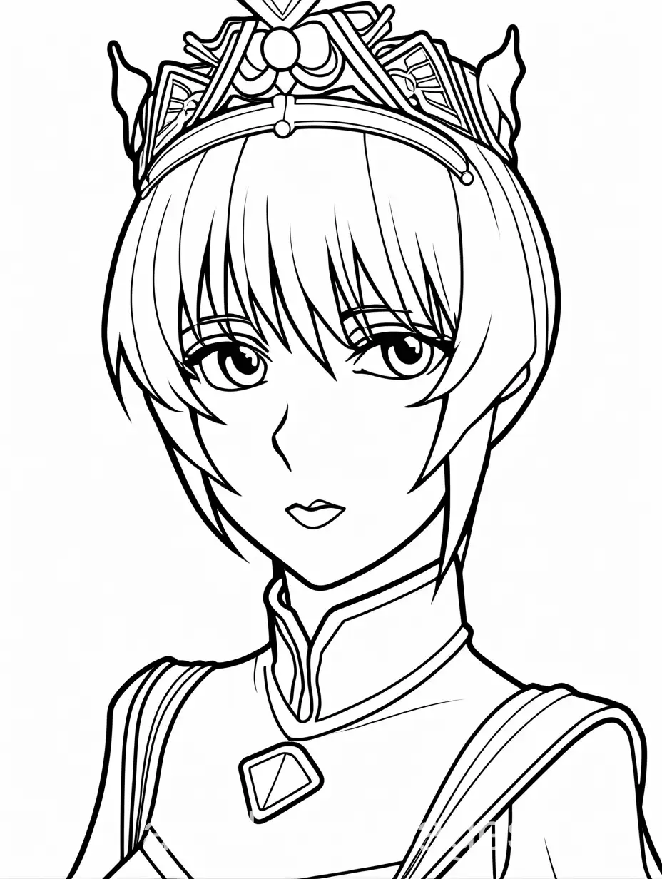 Rei-Ayanami-as-a-Princess-A-Simple-Coloring-Page-for-Kids