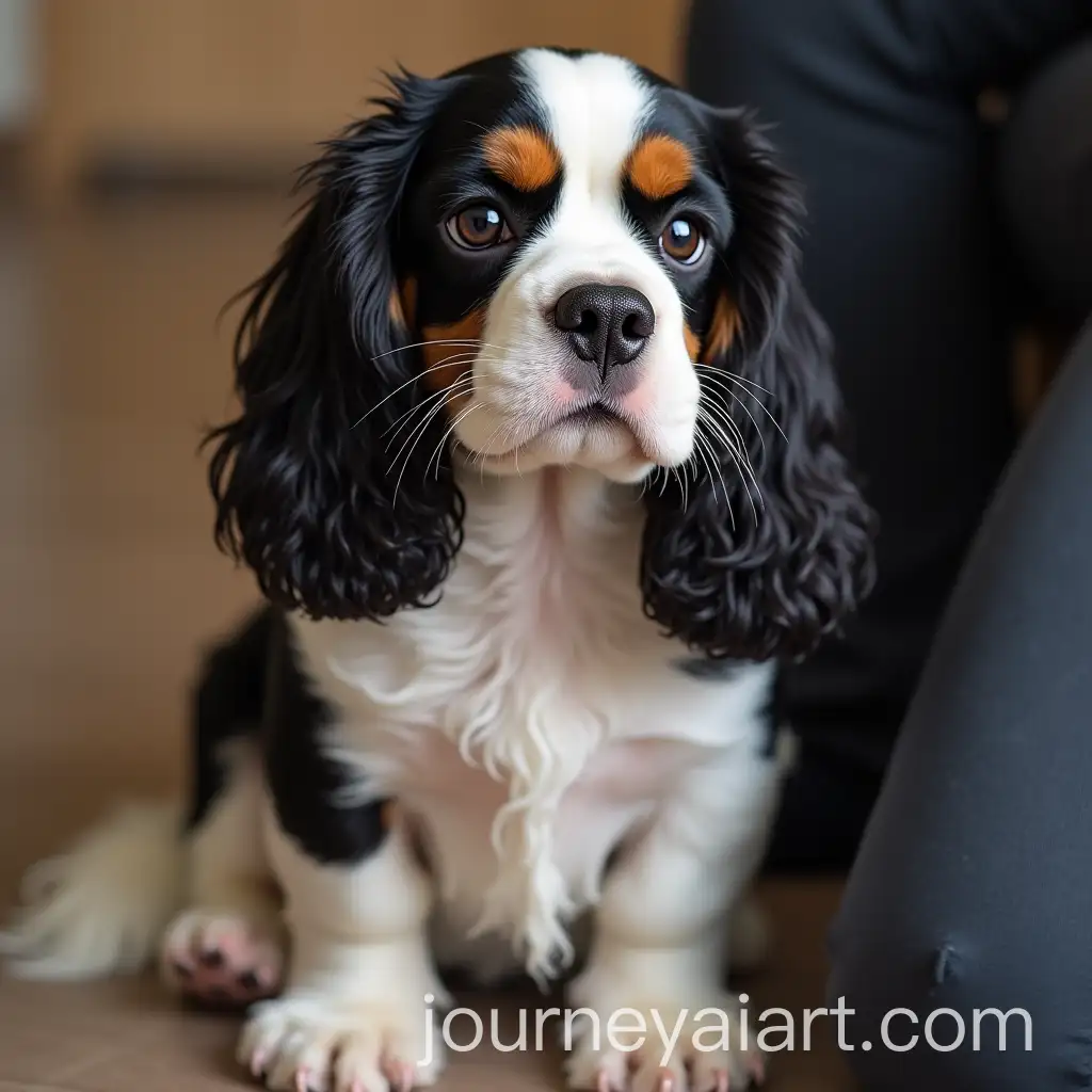 Elegant-Black-and-White-Tattoo-of-Cavalier-King-Charles-Spaniel