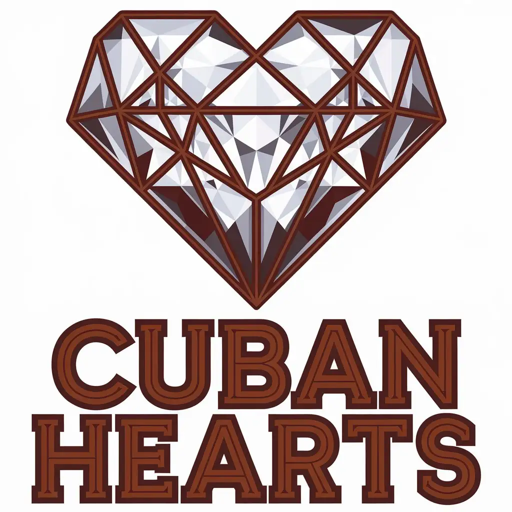 LOGO Design for Cuban h3arts Diamond Heart Symbol with Clear Background in Vector Style