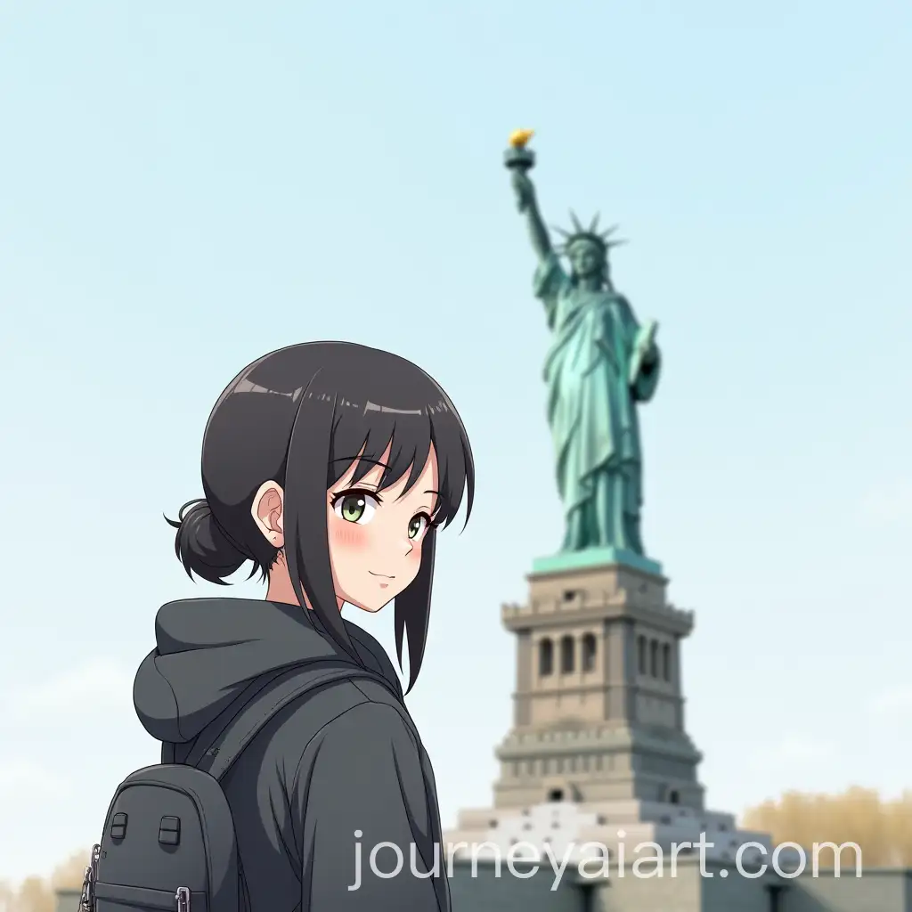 Cute-Japanese-Girl-at-Statue-of-Liberty-Urban-Exploration
