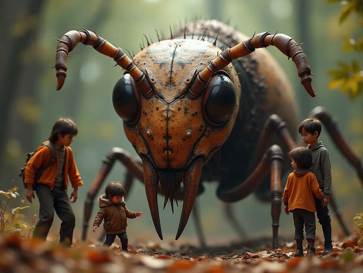 Ki-Fantasy Family,Man,Woman, and Children, giant ANT face