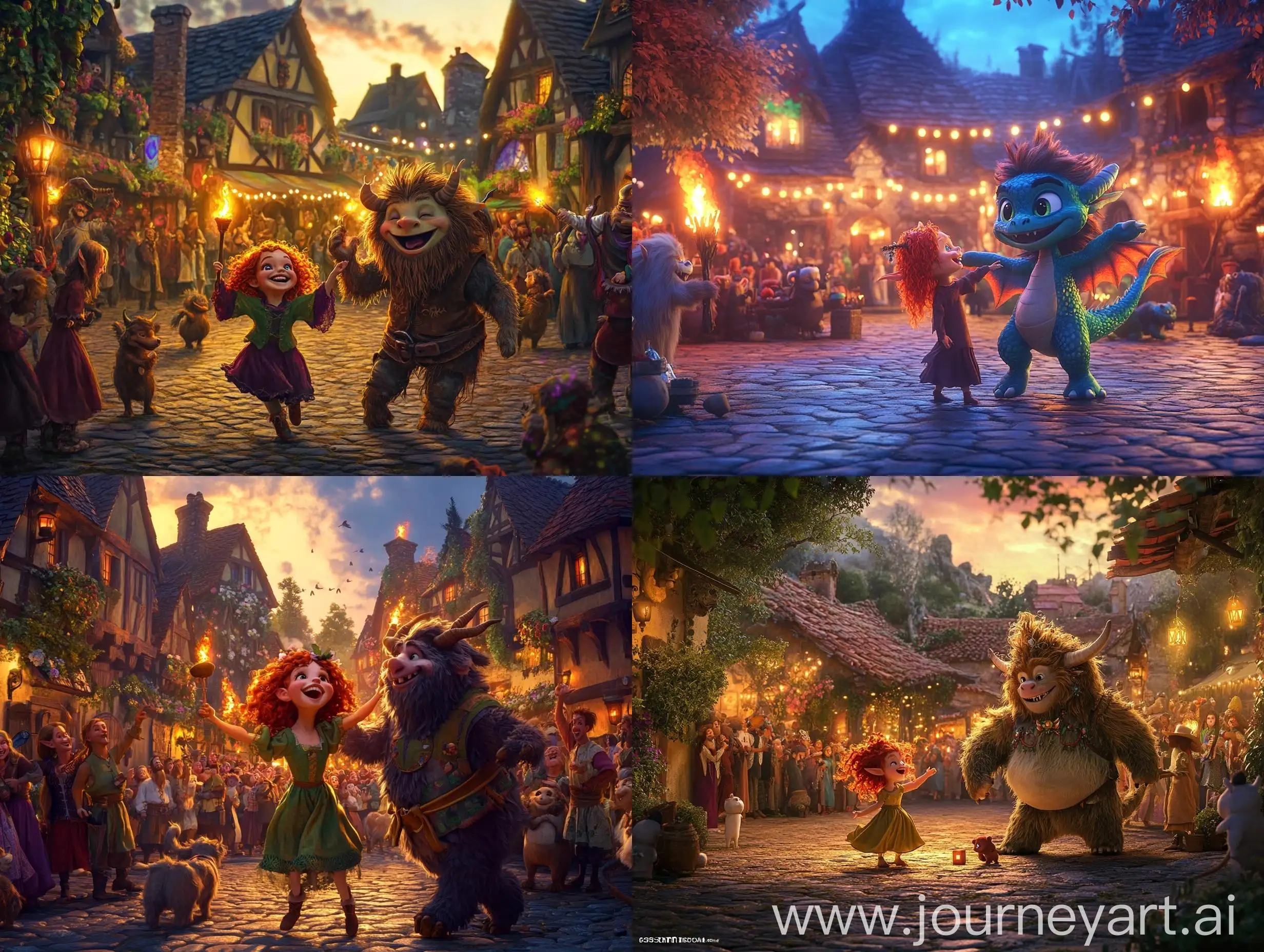 Cozy-Village-Dance-with-Dragon-Troll-and-Girl