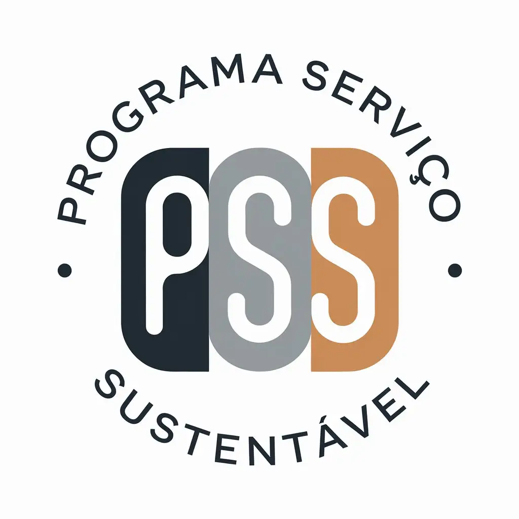 a vector logo design,with the text "Programa Serviço Sustentável", main symbol:Minimal rounded logo with the letters PSS with colour #8497B0,Moderate,clear background