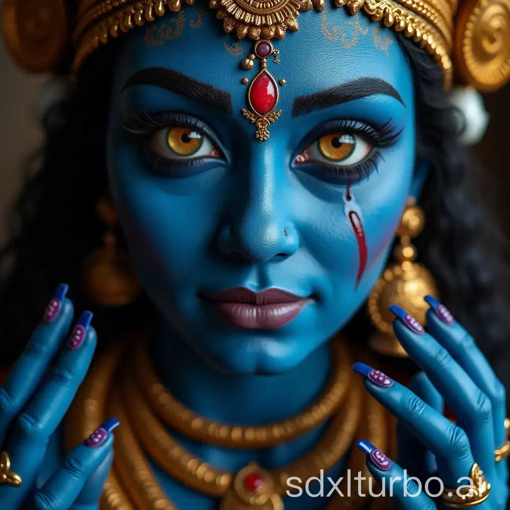 BlueSkinned-Woman-with-Big-Eyes-and-Traditional-Durga-Devi-Elements