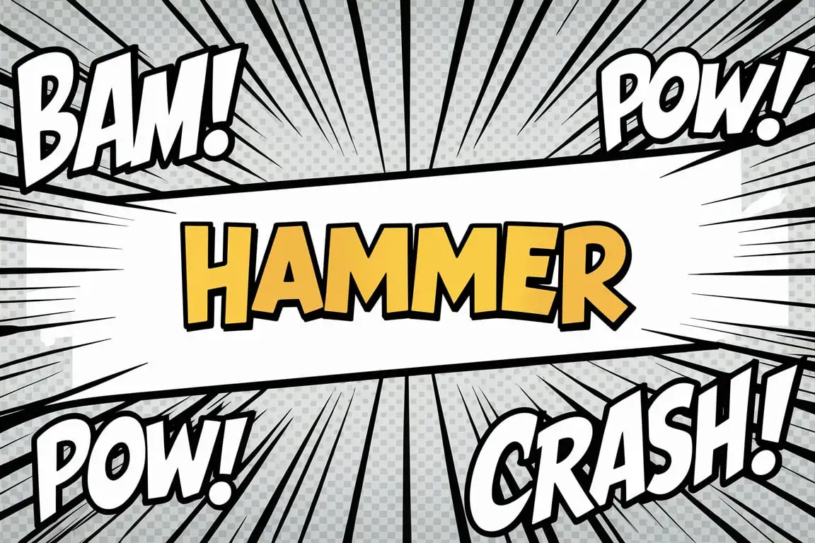 Comic Style Onomatopoeia Graphic Template Hammer