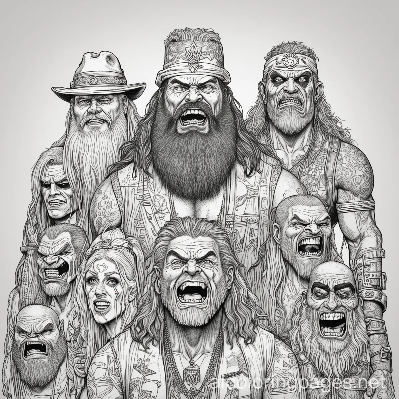 Wyatt-Family-Cult-Leaders-in-WWE-Style-Coloring-Page-for-Kids