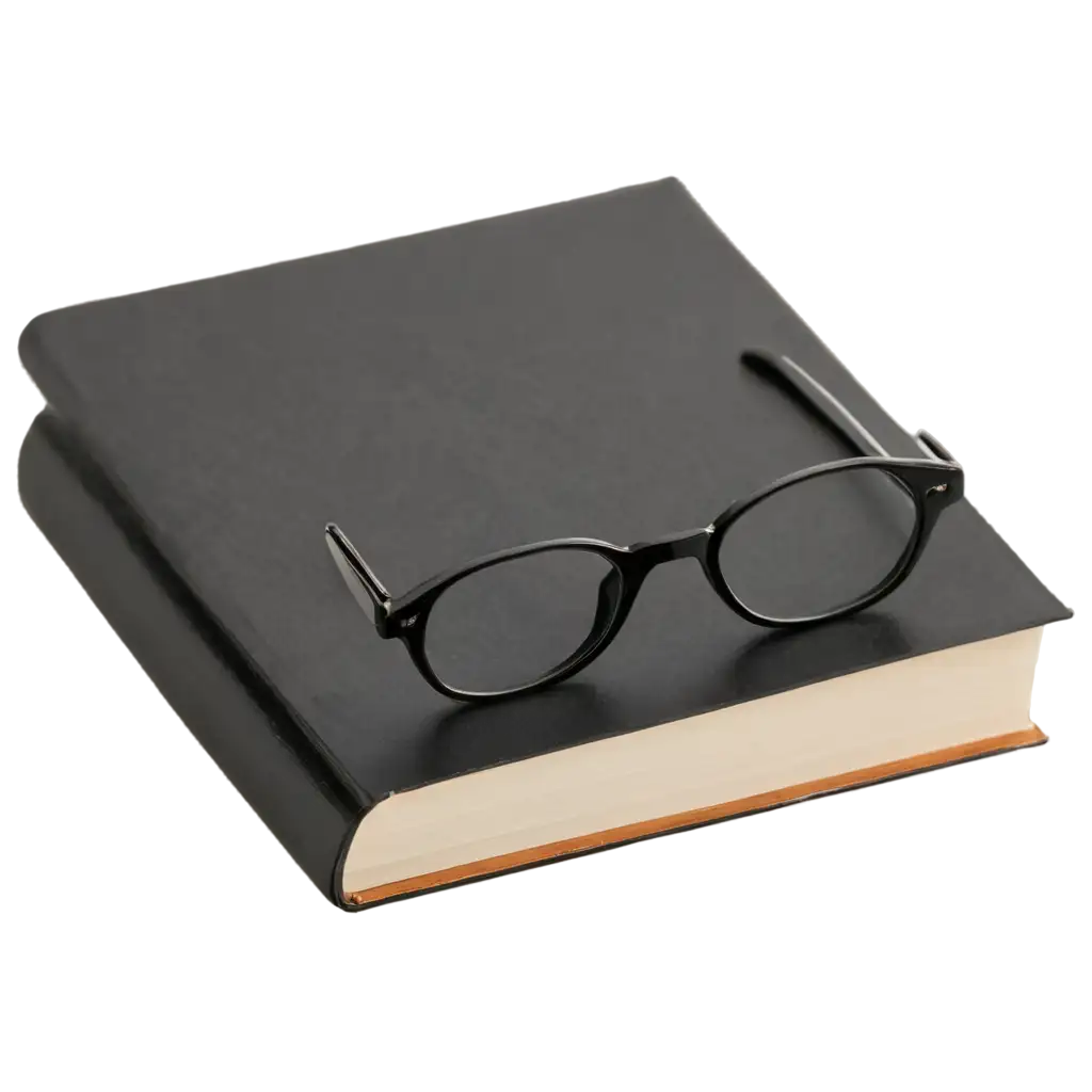 Black-Male-Spectacles-on-a-Closed-Thick-Book-HighQuality-PNG-for-Creative-Use