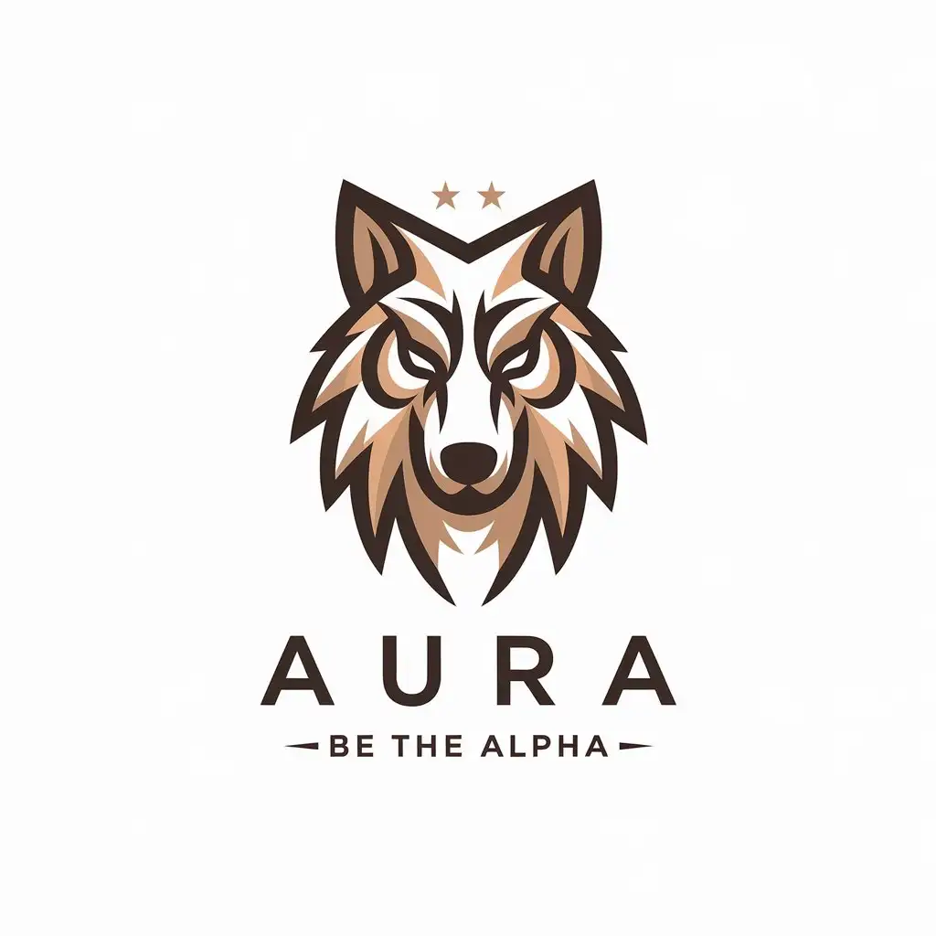 LOGO Design for Aura Luxurious Wolf Logo for Drink Powder with Tagline Be The Alpha