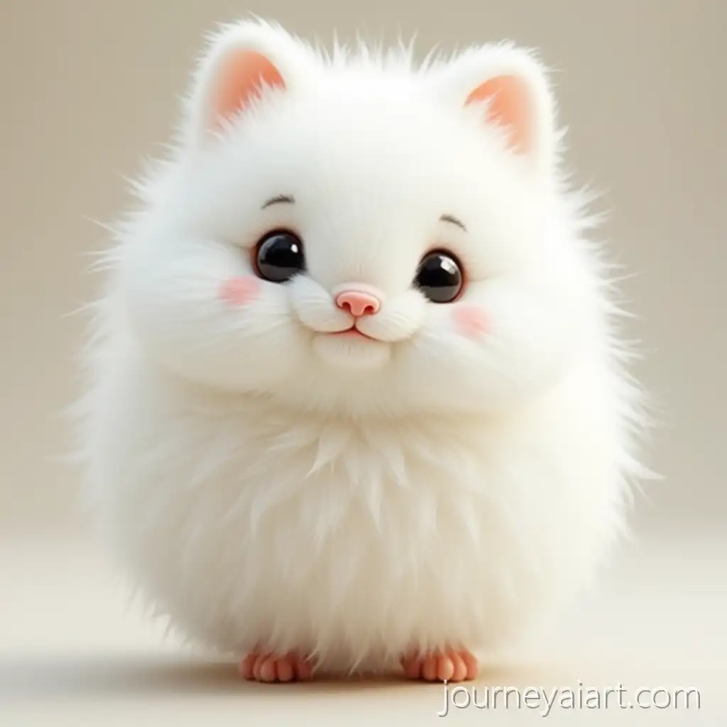 Fluffy-White-Round-Little-Animal-in-a-Minimalist-Setting