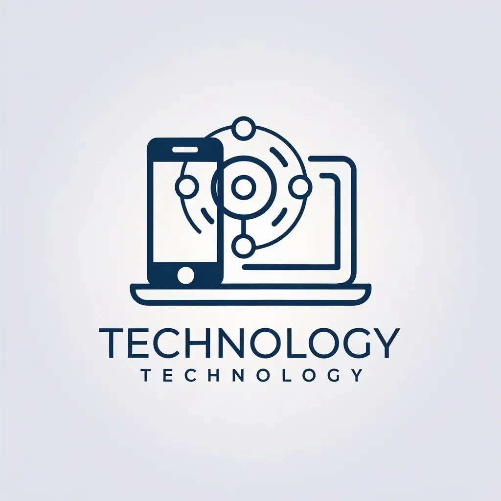 a vector logo design,with the text "technology", main symbol:mobile phone and laptop,Minimalistic,be used in Technology industry,clear background