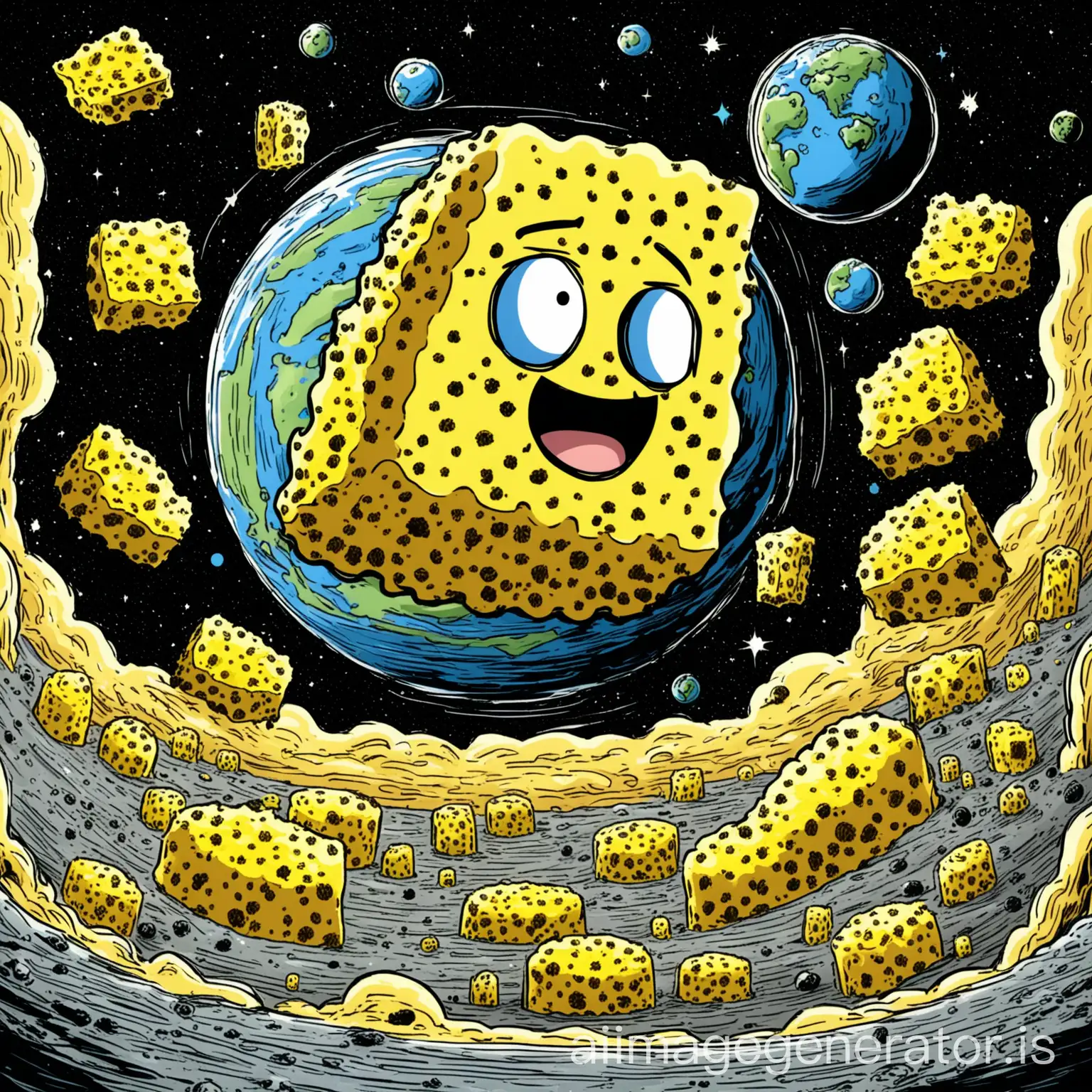 Giant-Sponge-Planet-with-Face-and-Arms-Cleaning-Space-in-Comic-Style