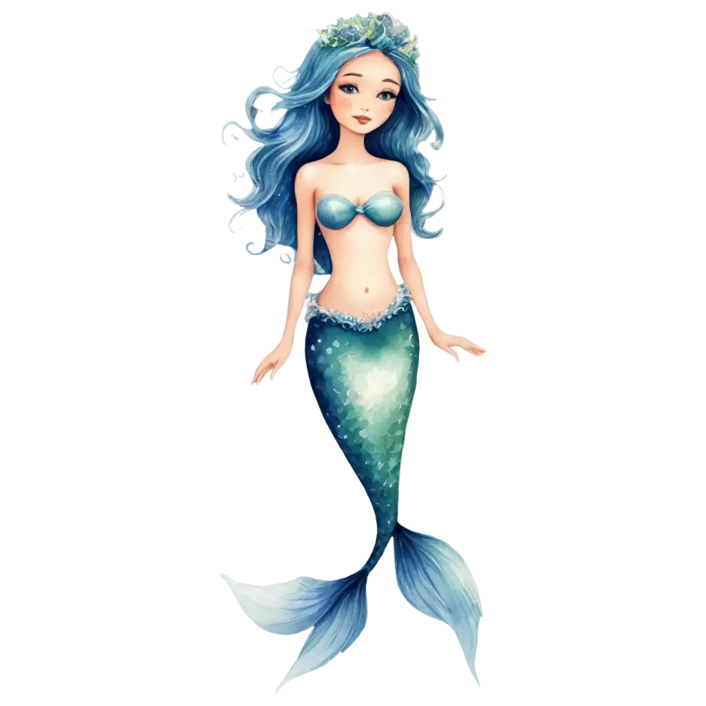 Watercolor-Style-Full-Body-Mermaid-PNG-Image-for-Digital-and-Print-Use