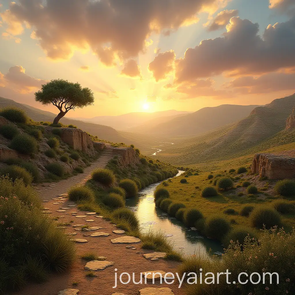 Timeless-Old-Testament-Landscape-with-Olive-Groves-and-Sunset-Sky