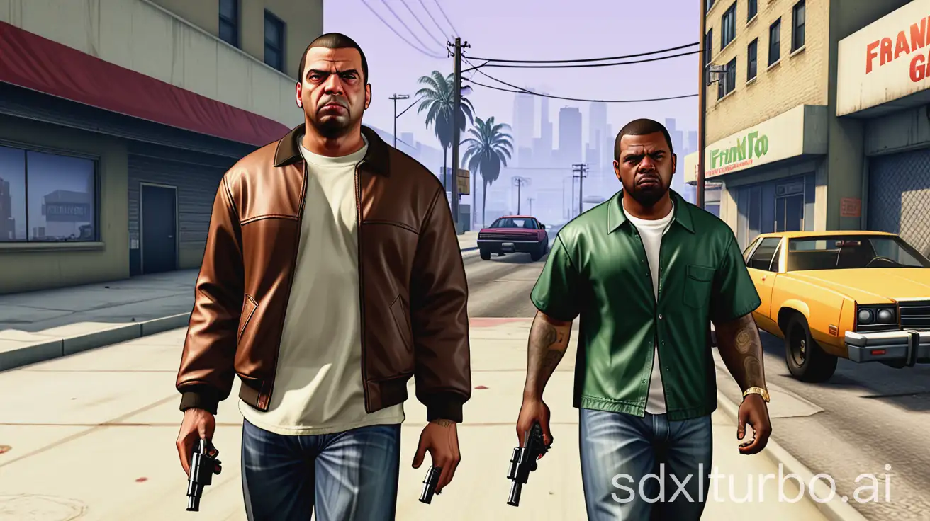 A gameplay photo of a grand theft auto video game. franklin clinton.