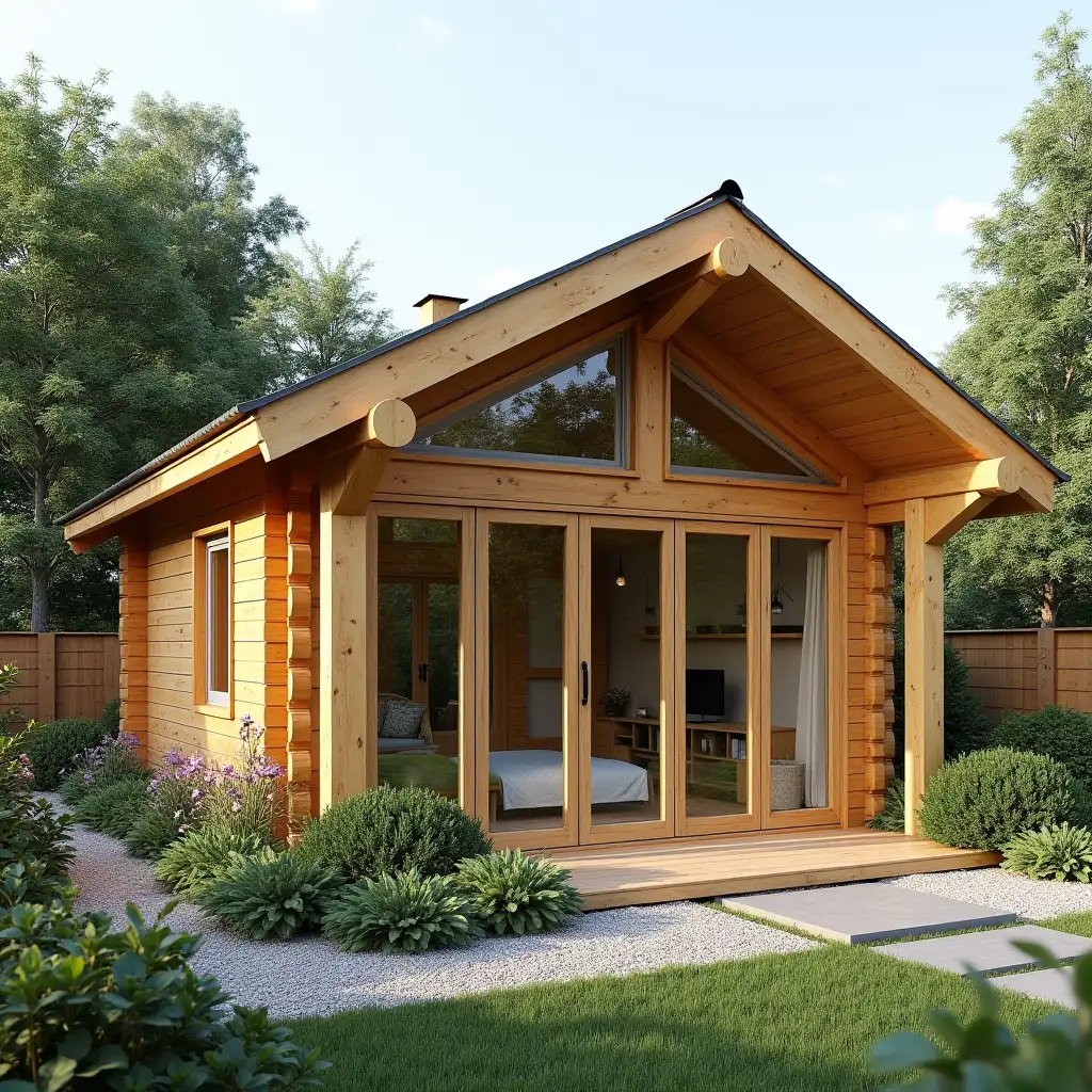 Innovative Glulam Log Garden Room Design