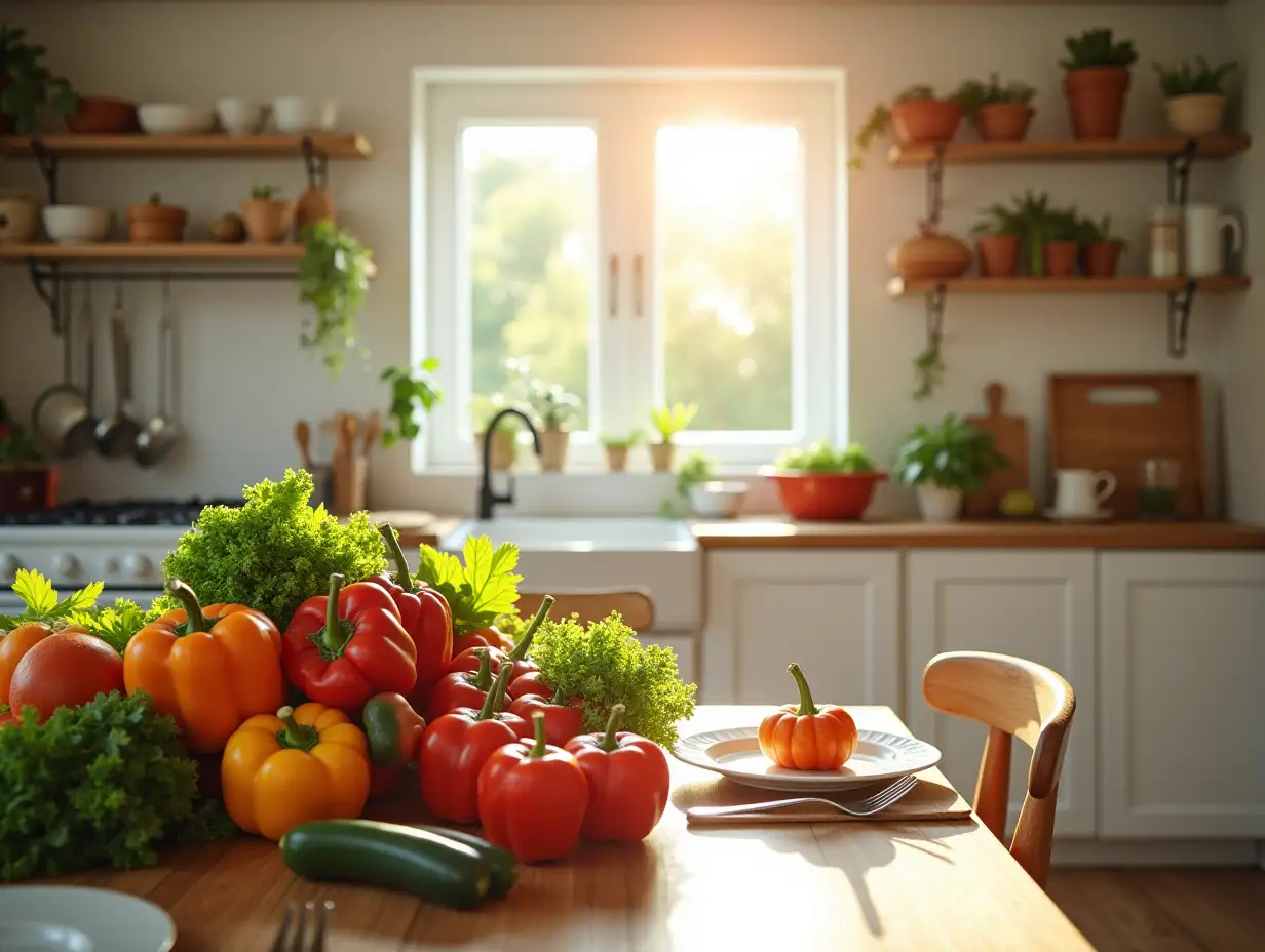 Bright-and-Airy-Kitchen-with-Fresh-Ingredients-and-Vibrant-Cooking-Setup