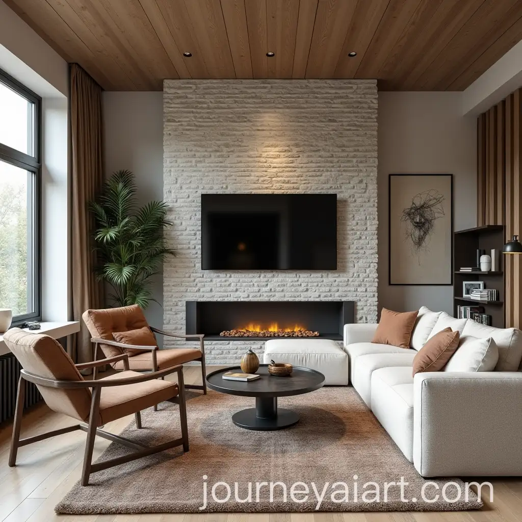 Cozy-OneRoom-Apartment-Living-Room-with-Stone-Wall-Feature