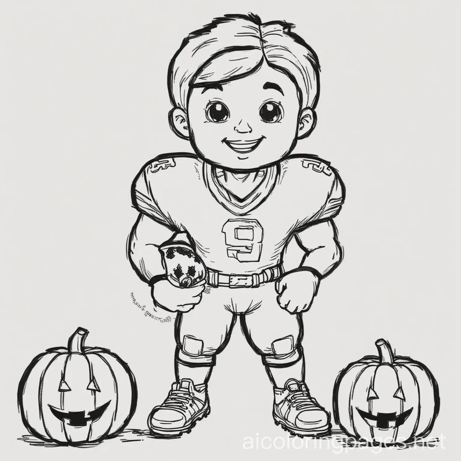 Football-Player-with-Pumpkins-Coloring-Page