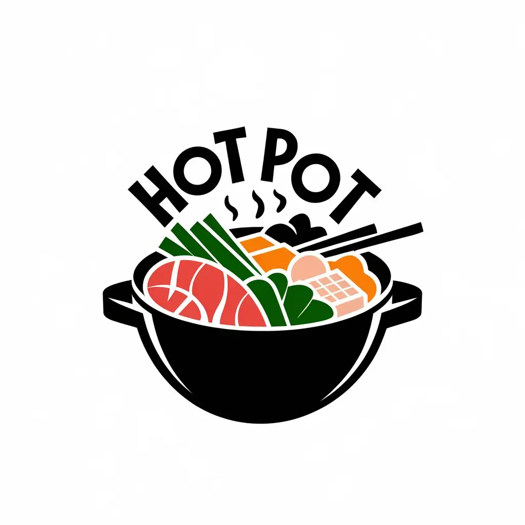 LOGO-Design-for-Hot-Pot-Sizzling-Text-with-Steam-and-Chopsticks-Theme