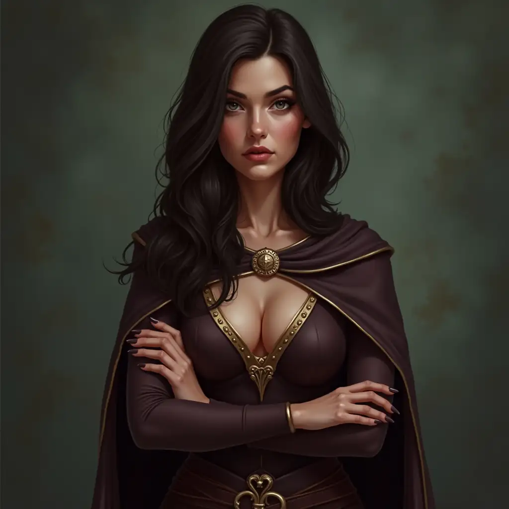 Brunette-Sorceress-with-Cloak-and-Cool-Magic-Stance