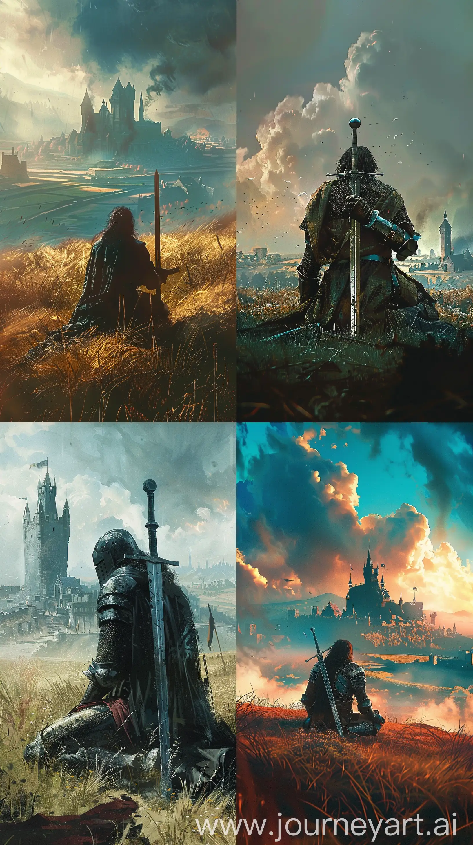 Knight-Kneeling-with-Sword-in-Dark-Fantasy-Landscape