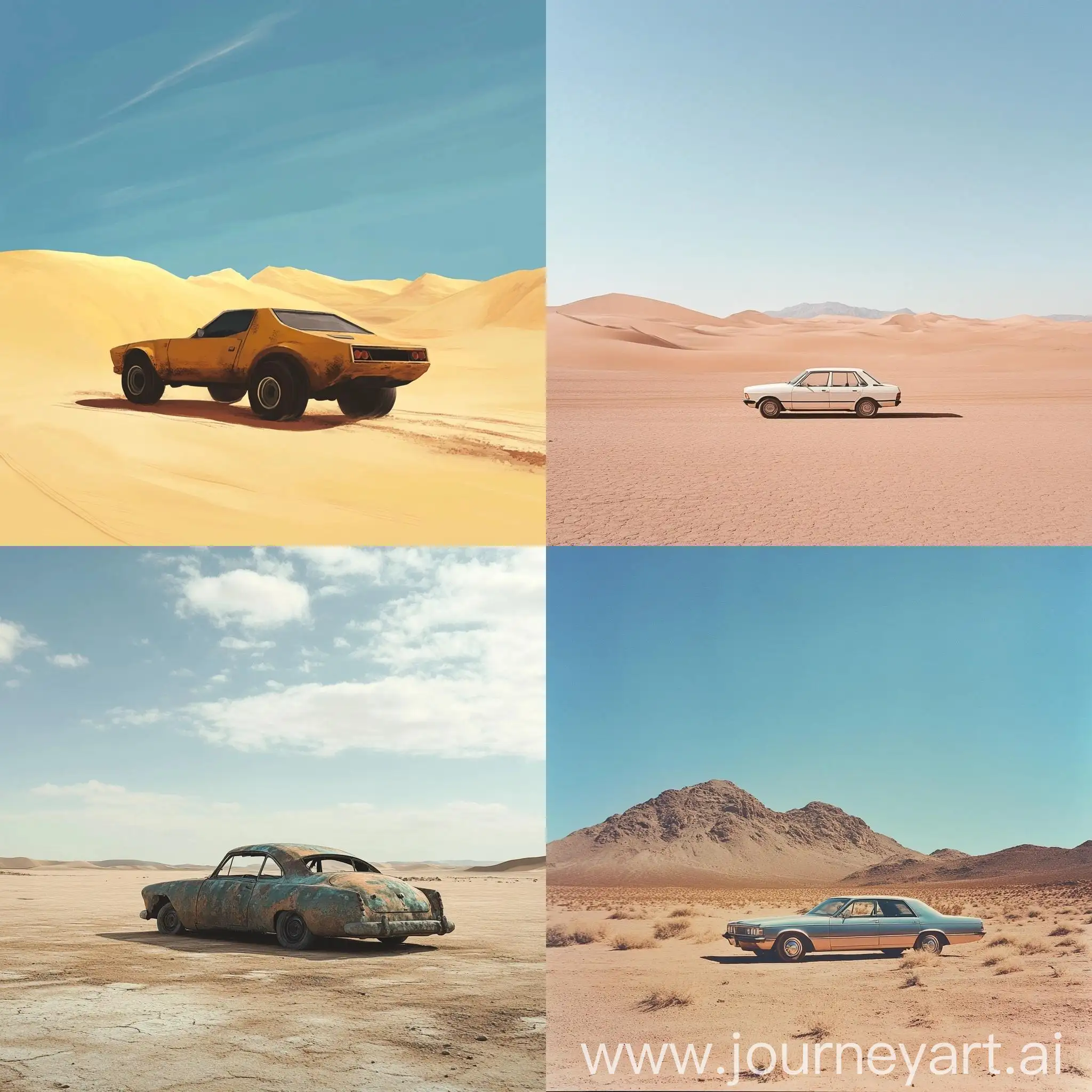 Red-Sports-Car-Driving-Through-Desert-Landscape