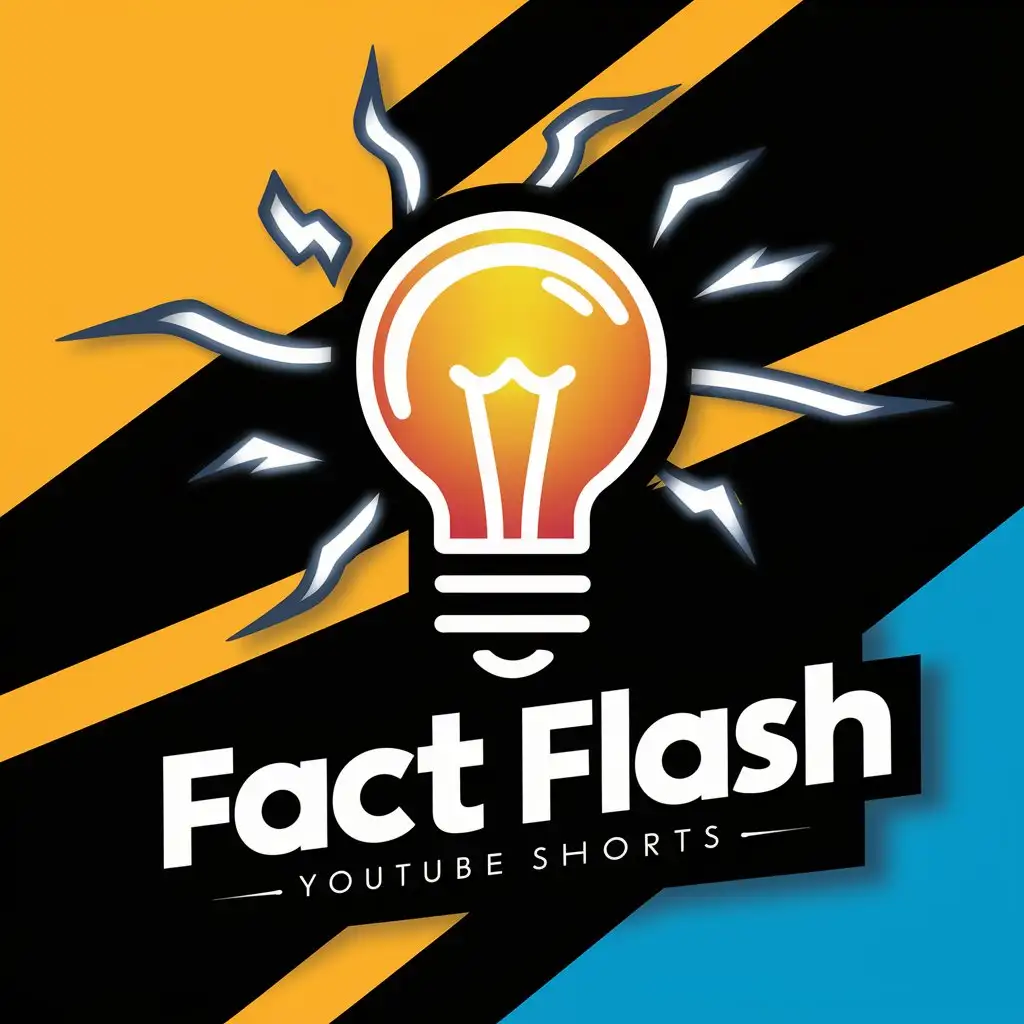 LOGO Design for Mind Pop Glowing Lightbulb with Electric Sparks and Bold Colors for YouTube Shorts Channel Fact Flash