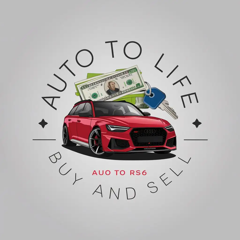 LOGO Design for Auto to Life Red Audi RS6 with Cash and Keys Theme