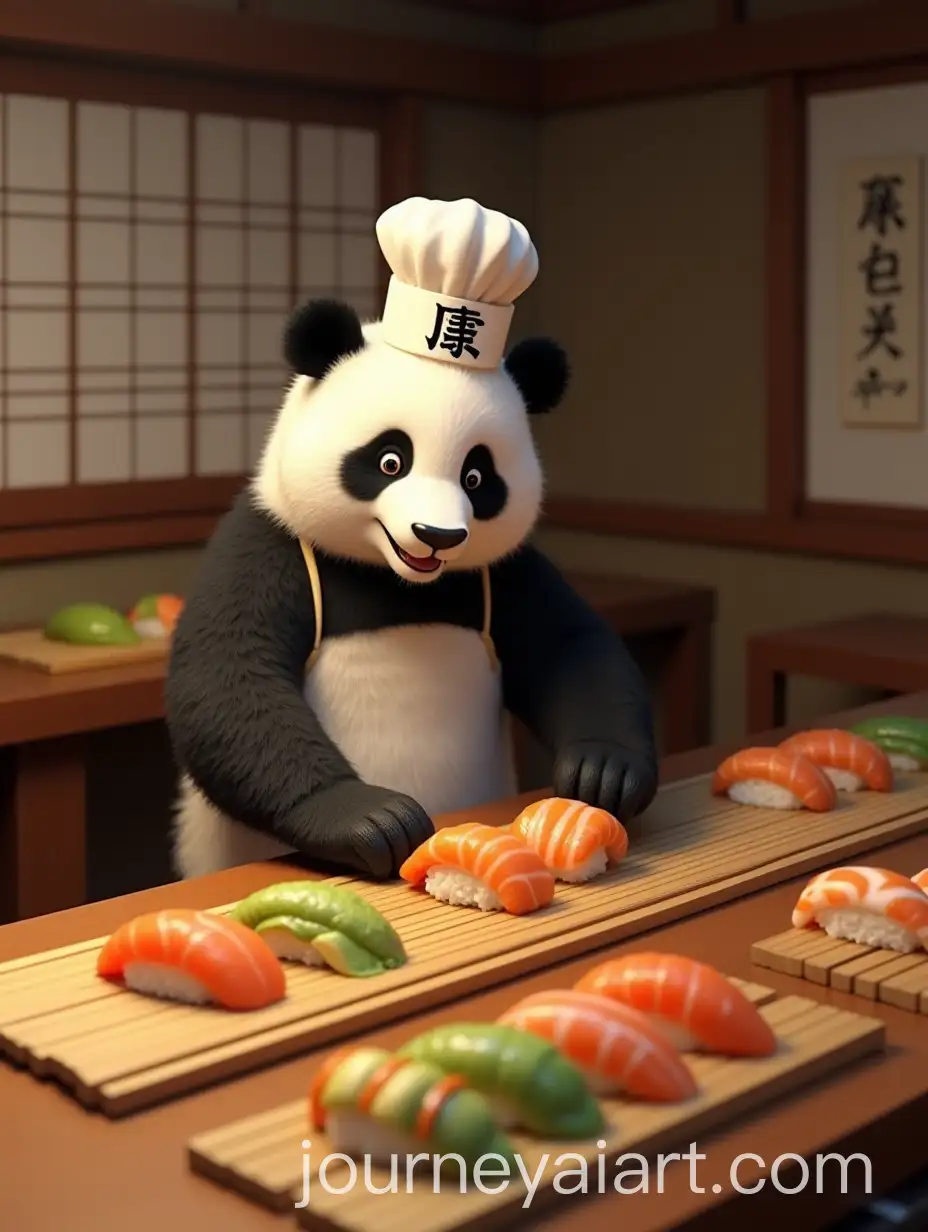Panda-Chef-Rolling-Sushi-in-Traditional-Japanese-Kitchen