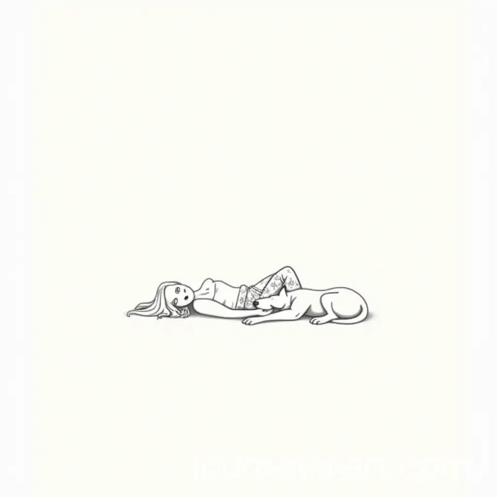 Minimalist-Line-Art-Tattoo-of-a-Person-and-Dog-in-Peaceful-Connection