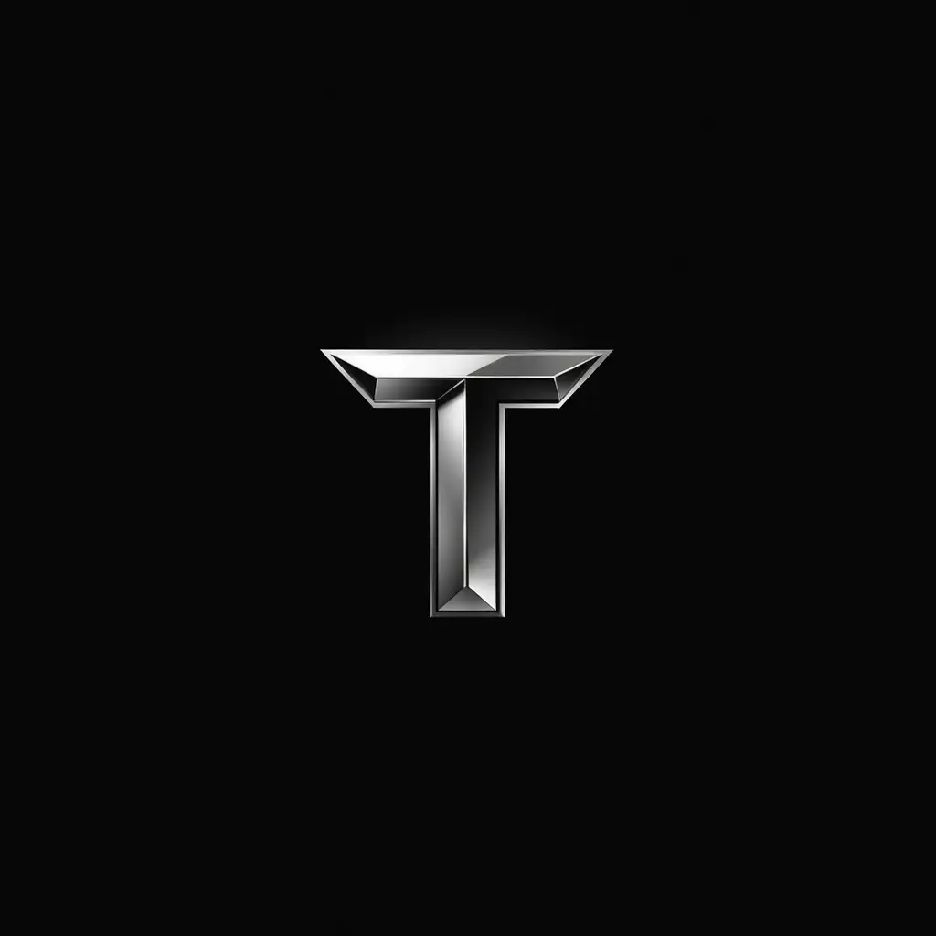 Design letter 'T' logo in black and white color with black background