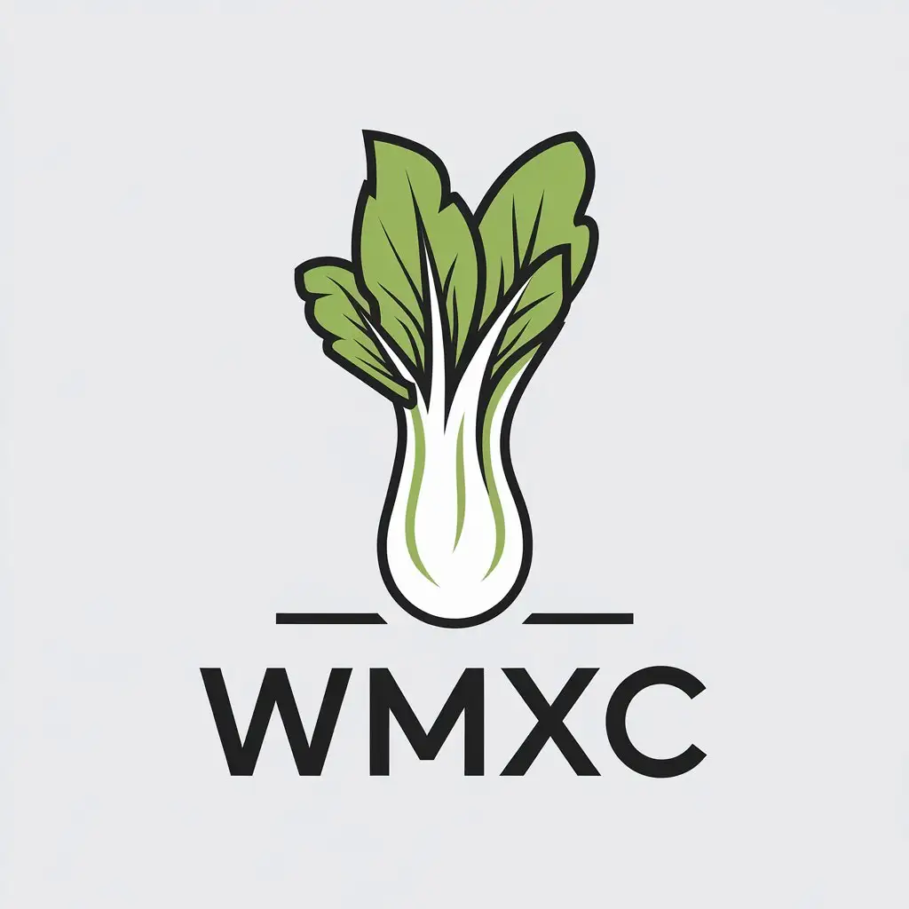 a vector logo design,with the text "WMXC", main symbol:bok choy,Minimalistic,be used in game industry,clear background