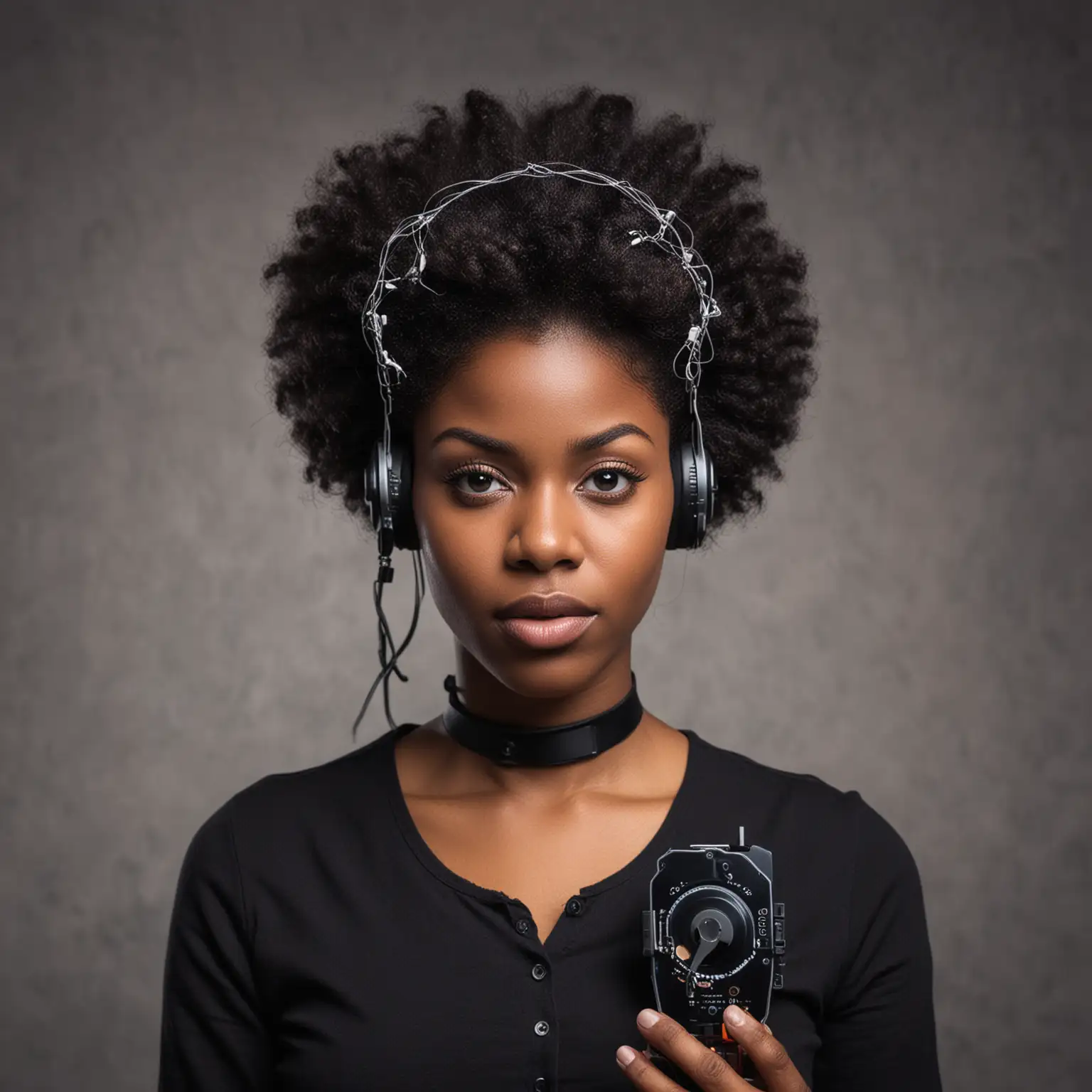 black woman with mind control device