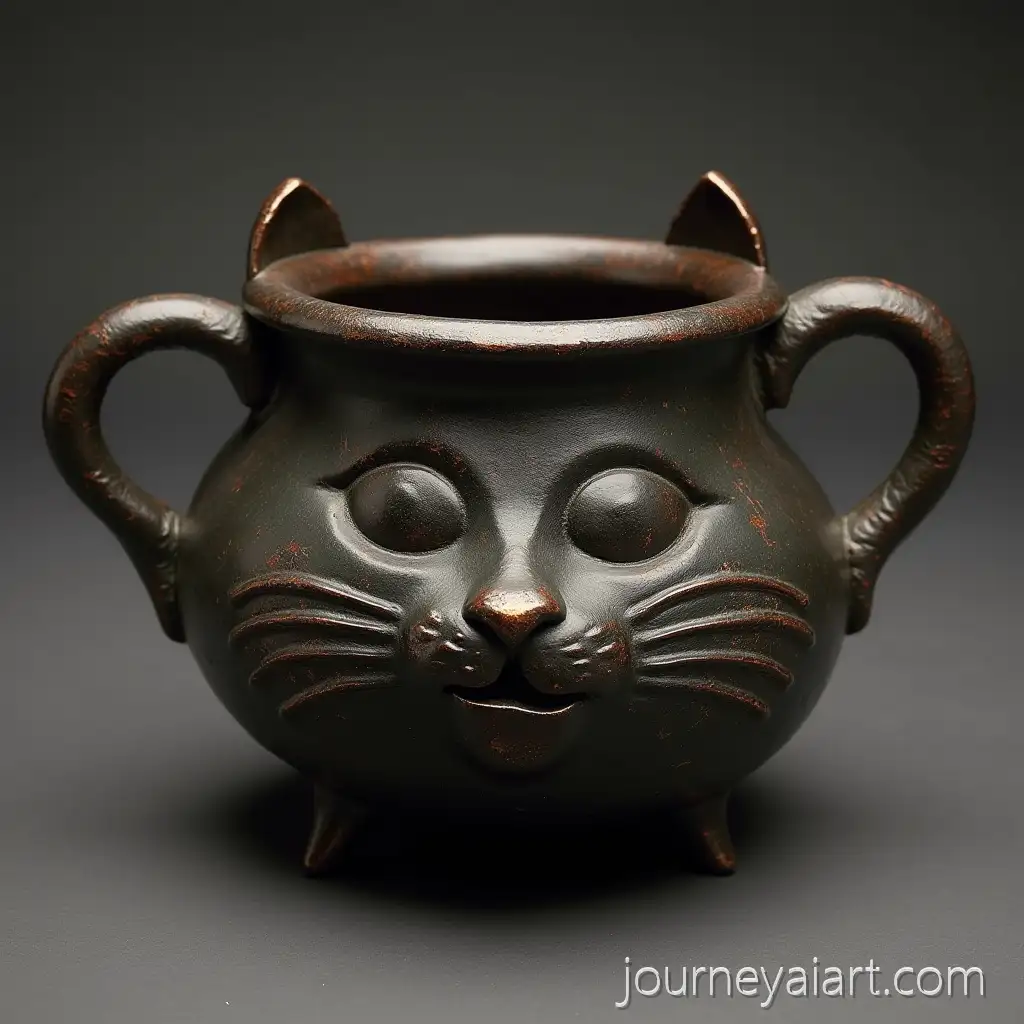 Witchs-Potion-PotWitchs-pot-with-cat-face-with-Cat-Face-and-Ring-Handles