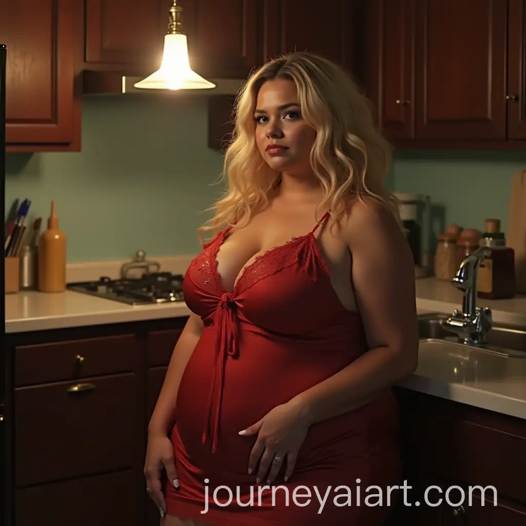 Blonde-Latina-WomanAI-Image-Prompt-Expansion-in-Night-Dress-in-Kitchen-Setting