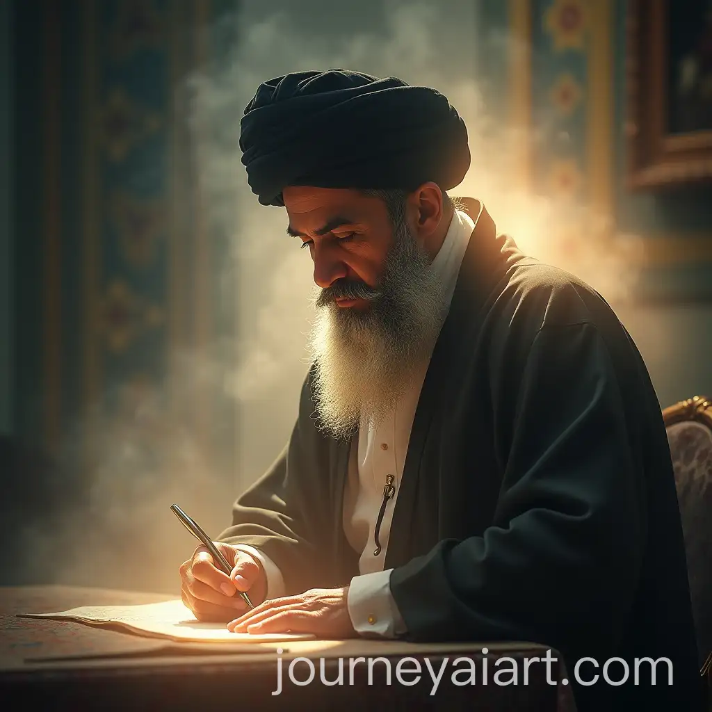 Shia-Cleric-Signing-Document-in-Dreamlike-Spiritual-Realm